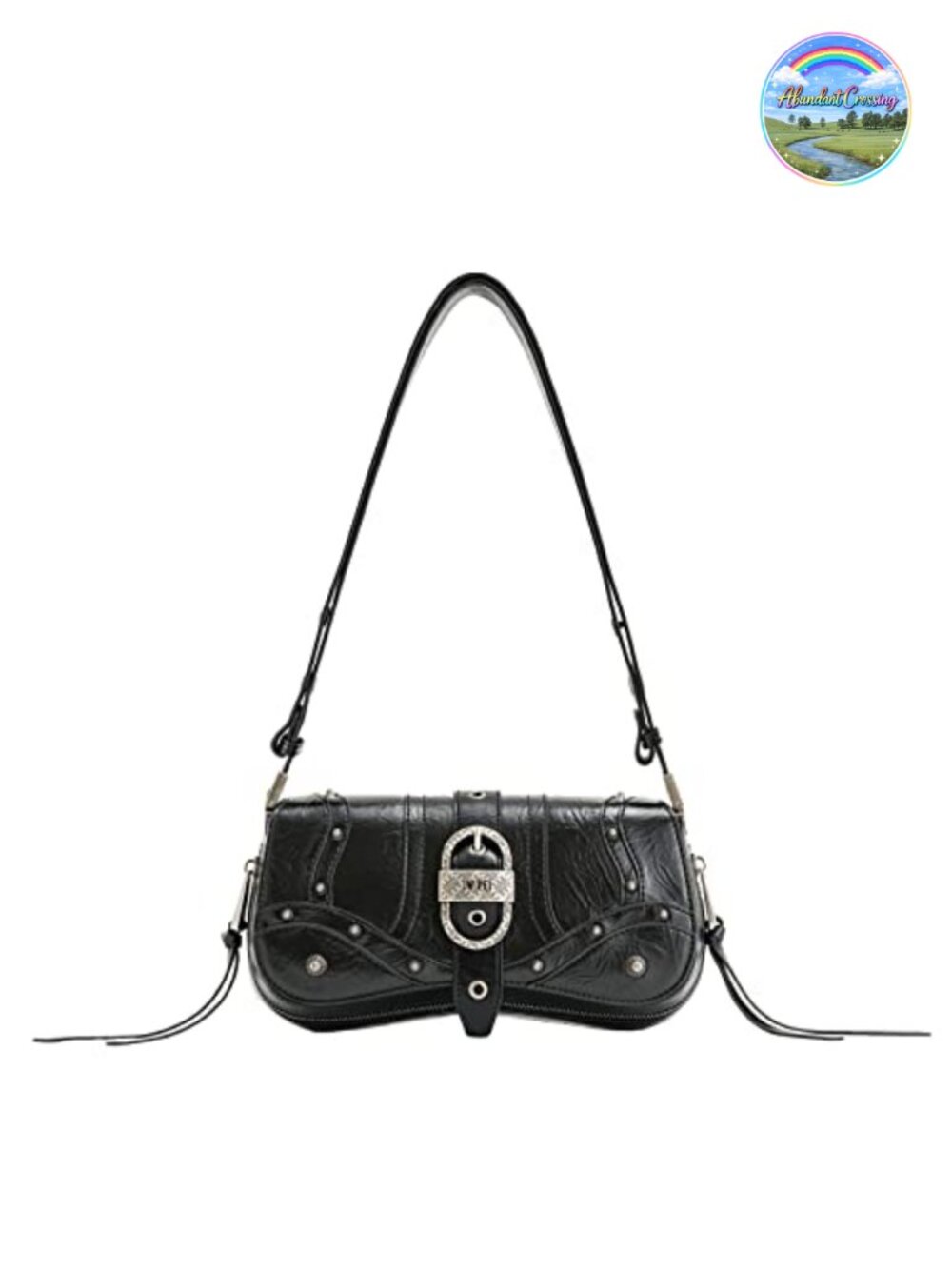 Vegan Leather Shoulder Bag with Adjustable Strap Sling Purse